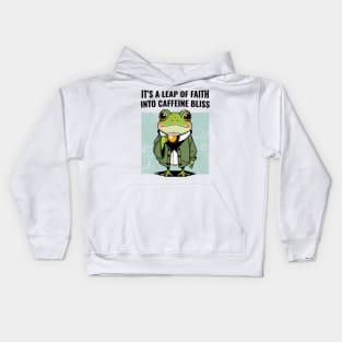 Frog Drinking Coffee Kids Hoodie